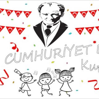 29 Ekim Cumhuriyet Bayramı Dev Boyama Kağıdı (SİYAH BEYAZ)